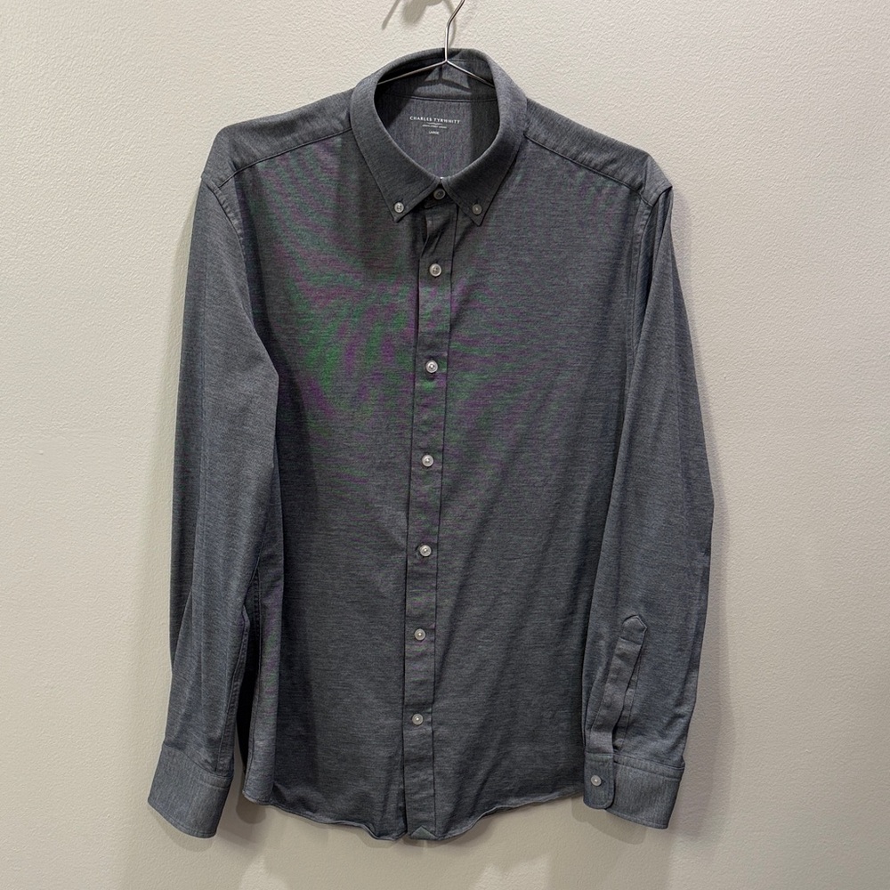 Charles Tyrwhitt Dark Gray Casual Button-Down Shirt Size L